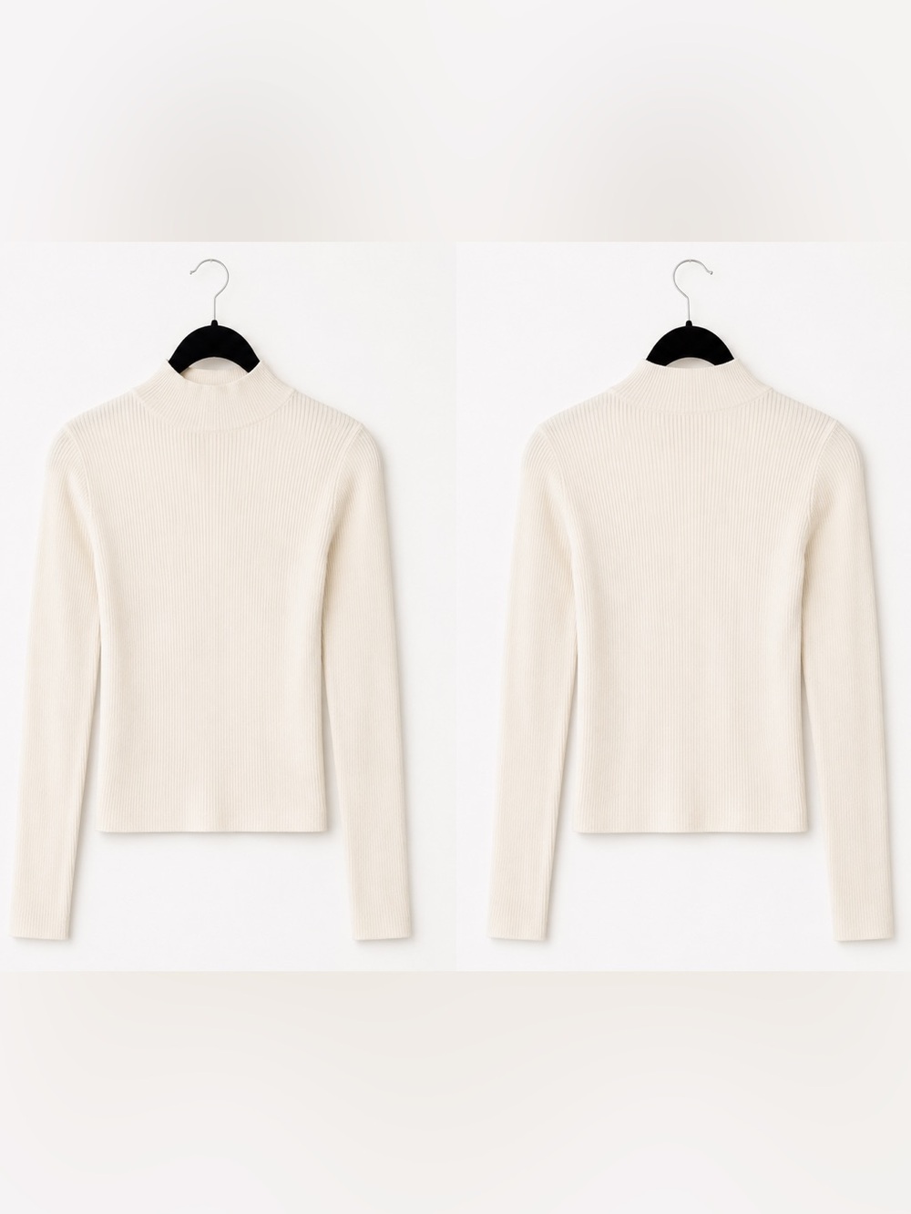 Brandy Melville White Ribbed Mock Neck Turtleneck Long Sleeve Sweater